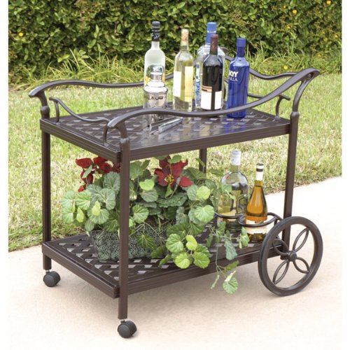 Afd Home Savannah Outdoor Aluminum Serving Tea Cart